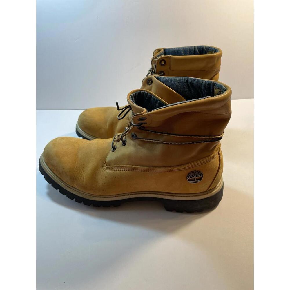 Timberland Wheat Blue Denim Roll Down Sawhorse Tan Boots Size 13M #26070